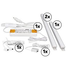Komplettset für dimmbare LED-Schrankbeleuchtung, 2 Türen mit Scharnier