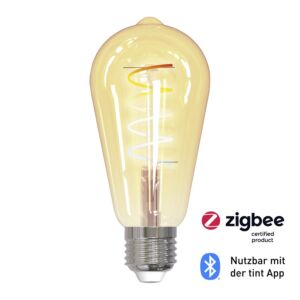 E27 Smart LED Filamentlampe ST64 Retro 4,9W Einstellbares Weißlicht | Zigbee & Bluetooth | Dimmbar | 1800K - 6500K