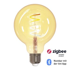 E27 Smart LED Filamentlampe G95 Retro 4,9W Einstellbares Weißlicht | Zigbee & Bluetooth | Dimmbar | 1800K - 6500K
