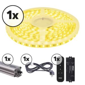 LED-Streifen 5m Komplettes Set 12V 3000K IP65 dimmbar 300 SMD 2835 LEDS