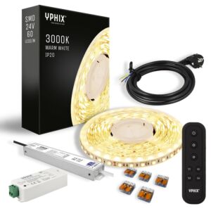 Komplettes dimmbares LED-Streifen Set 5 m – Warmweiß 3000K SMD 60 LEDs inkl. 24V - 100W Netzteil