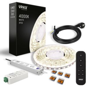 Komplettes dimmbares LED-Streifen Set 5 m – Neutral Weiß 4000K SMD 60 LEDs inkl. 24V - 100W Netzteil
