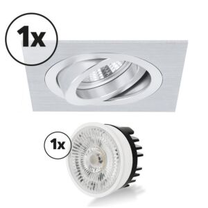 Einbaustrahler Komplettes Set Torino quadratisch 4W Aluminium schwenkbar dimmbar