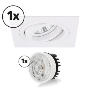 Einbaustrahler Komplettes Set Torino quadratisch 4W Weiß schwenkbar dimmbar
