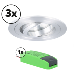 Komplettes Set 3 x LED-Einbaustrahler Montella rund 5W 2700K Aluminium IP65 dimmbar schwenkbar