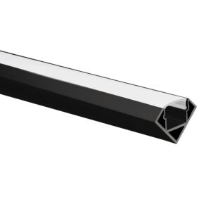 LED-Streifen Profil Tarenta Schwarz 45°‑Eckprofil 1m inkl. milchweißer Abdeckung