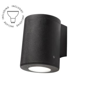 Wandleuchte Franca down Schwarz IP55 Diffuses Glas inkl. GU10 3,5W 2700-4000K