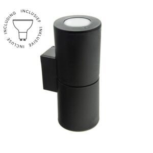 Wandleuchte Franca up and down Schwarz Diffuses Glas 2 x GU10 3,5W 3000K IP55