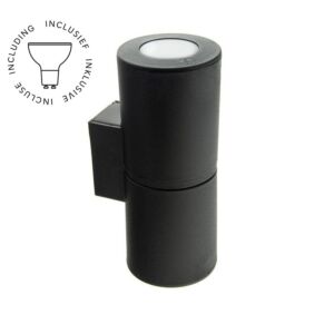 Wandleuchte Franca up and down Schwarz IP55 Diffuses Glas inkl. 2 x GU10 3,5W 3000K 