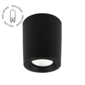 Aufbaustrahler Livia Schwarz rund inkl. Lichtquelle 230V 1,7W IP55 diffuses Glas