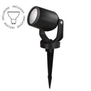 Erdspießstrahler Minitommy 118 Schwarz GU10 3,5W 3000K Diffuses Glas