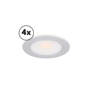 LED-Schrankbeleuchtung Komplettes Set Novello Einbau und Aufbau 4 x 3W 2700K Aluminium dimmbar 12V DC