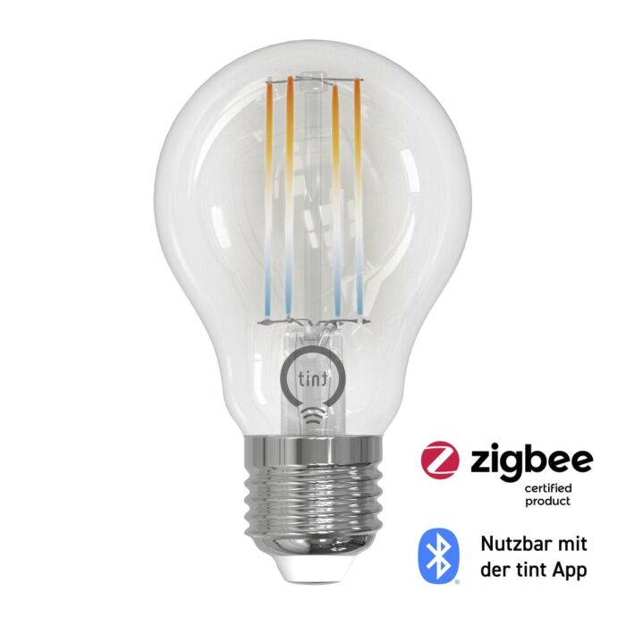 Tint Smart E27 7W LED Filamentlampe Einstellbares Weißlicht | Zigbee 3.0 & Bluetooth | Dimmbar | 1800K-6500K