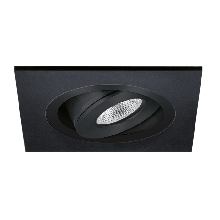 LED Einbaustrahler Alba quadratisch 3W 2700K Schwarz IP65 dimmbar schwenkbar