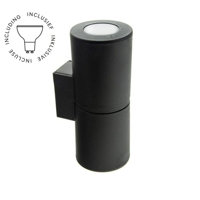 Wandleuchte Franca up and down Schwarz IP55 Diffuses Glas inkl. 2 x GU10 3,5W 3000K