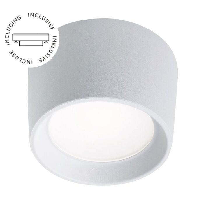 Aufbaustrahler Livia Weiß rund IP55 diffuses Glas inkl. GX53 3W 3000K/4000K/6500K