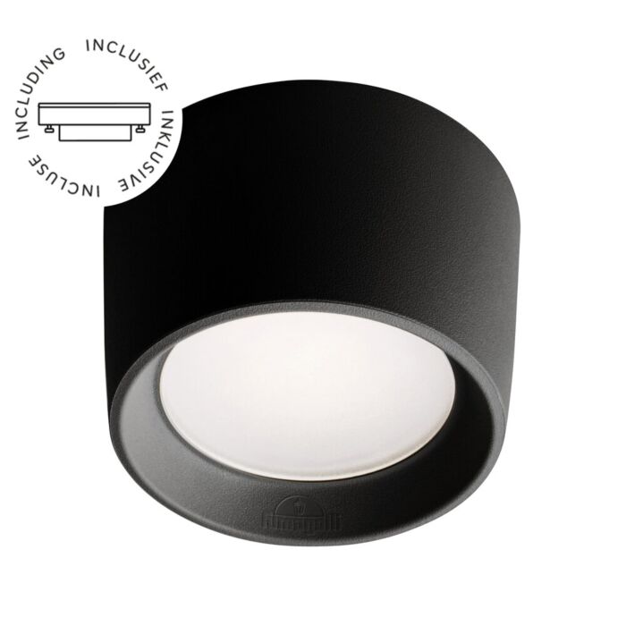 Aufbaustrahler Livia Schwarz rund inkl. Lichtquelle 230V 3W IP55 diffuses Glas 3000K/4000K/6500K