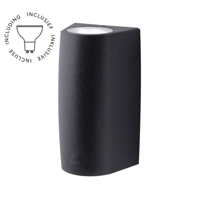 Wandleuchte Marta 90 up and down Schwarz Diffuses Glas 2 x GU10 3,5W 2700K-4000K IP55
