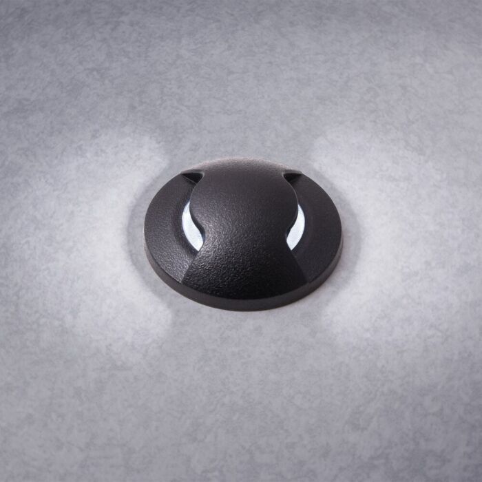 Bodeneinbaustrahler Aldo 2 Schwarz rund IP67 inkl. G9 1,7W 3000K