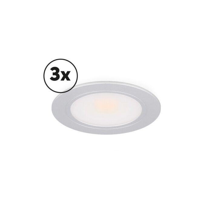 LED-Schrankbeleuchtung Komplettes Set Novello Einbau und Aufbau 3 x 3W 2700K Aluminium dimmbar 12V DC