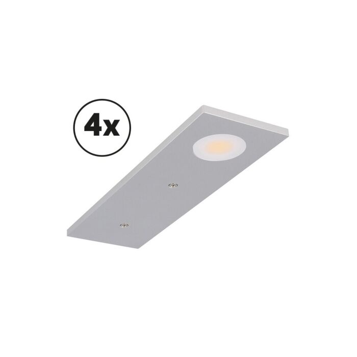 LED-Schrankbeleuchtung Komplettes Set Somano Aufbau 4 x 3W 2700K Aluminium dimmbar 12V DC