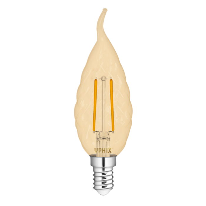 E14 LED Filament Kerzenlampe Polaris BA35 amber 2,5W 2200K