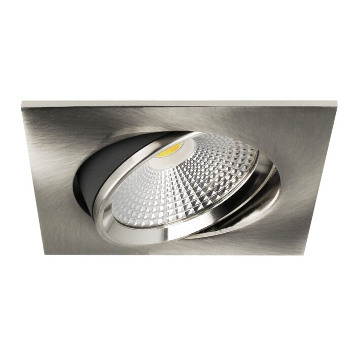LED Einbaustahler Eleanora quadratisch 6W dim to warm 2000K-3000K gebürstetes Aluminium inklusiv Treiber IP44