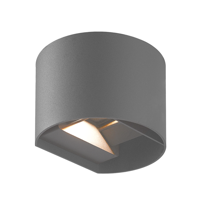 LED Wandleuchte Aspen – 12W Grau Rund – Einstellbare Lichtfarbe – Innen & Außen – IP65